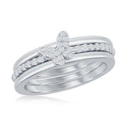 Sterling Silver 3-PC Micro Pave CZ Butterfly Ring - Johnny Dang & Co