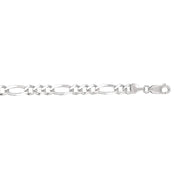 14kt 20 inches White Gold 6.0mm Diamond Cut Alternate 3+1 Classic Figaro Chain with Lobster Clasp - Johnny Dang & Co