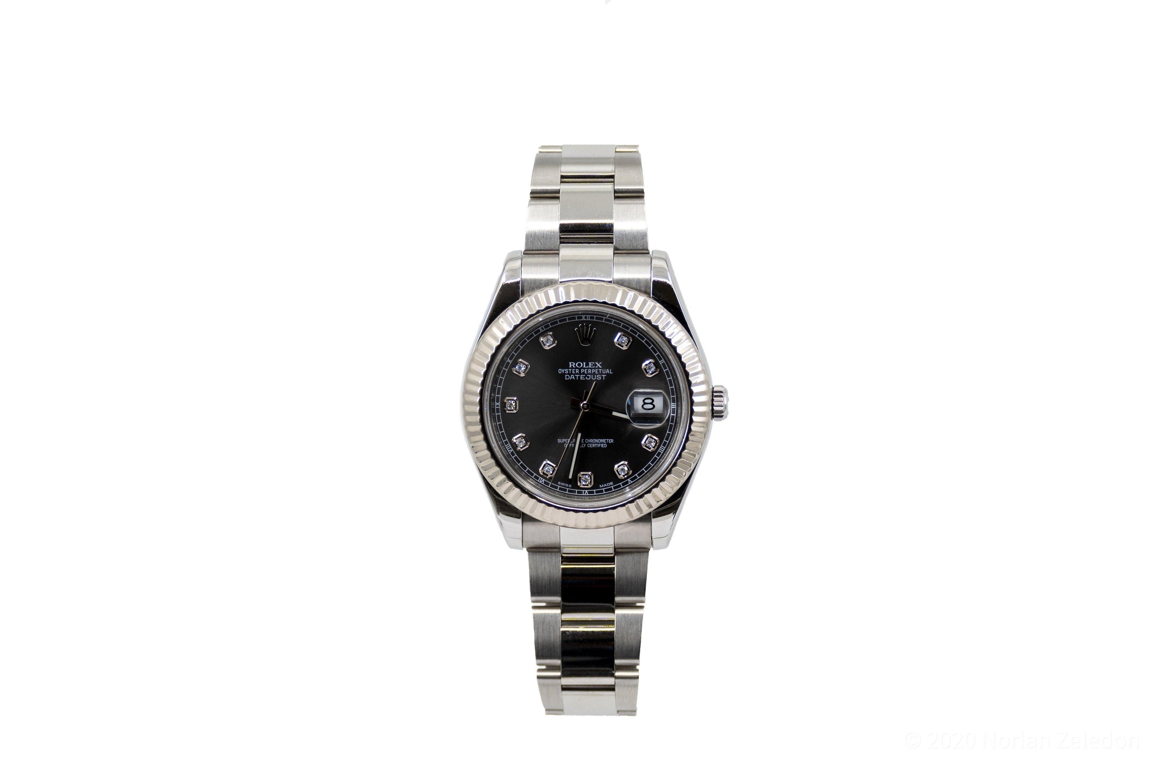 Silver Rolex Oyster Perpetual DD Rolex 41mm Black Dial - Johnny Dang & Co