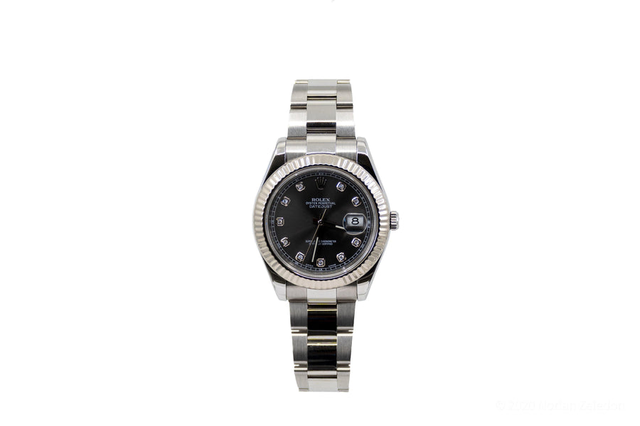 Silver Rolex Oyster Perpetual DD Rolex 41mm Black Dial - Johnny Dang & Co