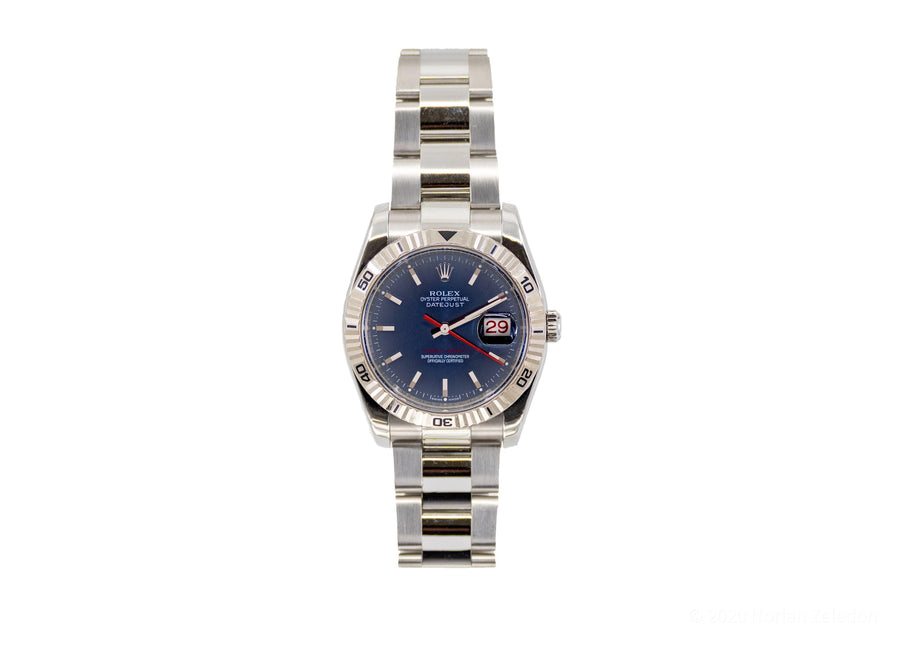 Rolex Oyster Perpetual Datejust 40mm Blue Dial Red Hand - Johnny Dang & Co