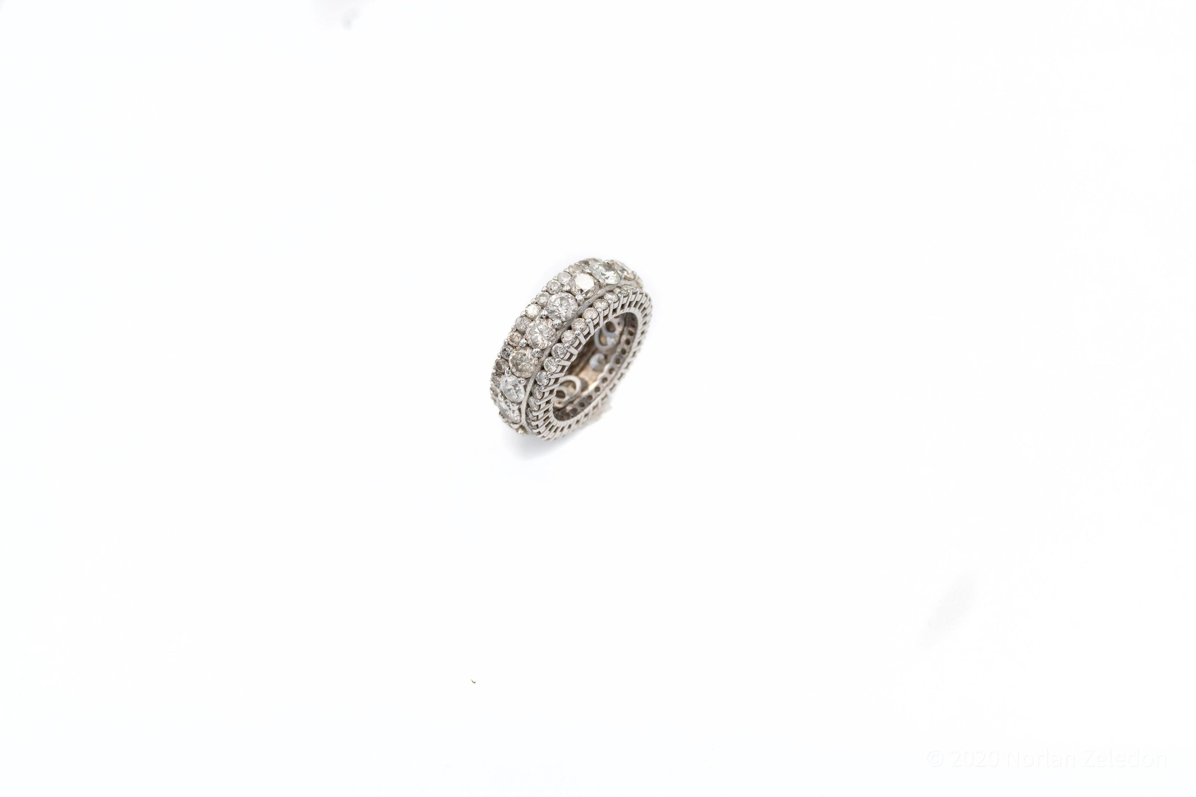 Triple Diamond Row White Gold Ring - Johnny Dang & Co