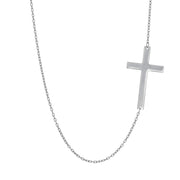 14kt 18 inches White Gold 1.05mm Shiny Oval ca ble Chain Necklace+Cross with jump Rin g at 17 inches - Johnny Dang & Co