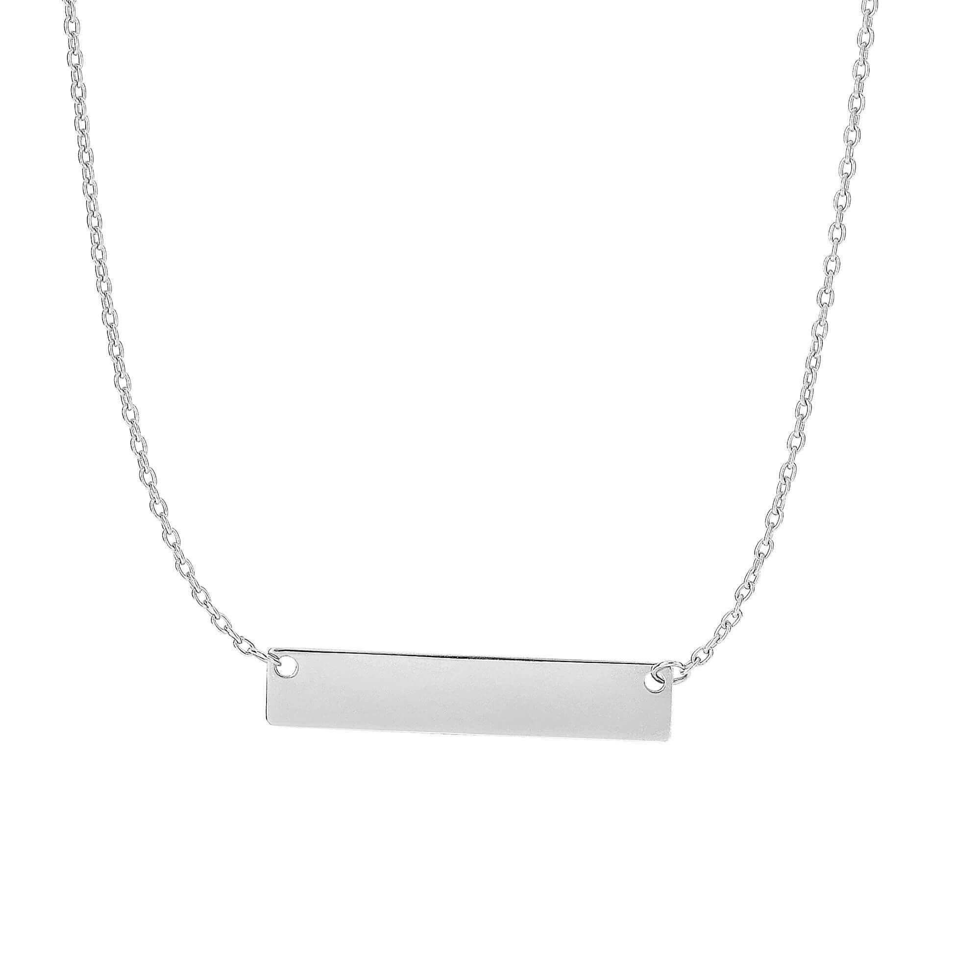 14kt 17 inches+1 inches White Gold Shiny 4.9-1.1mm Horizontal Square Tube Bar Anchor On 1.08mm Oval Link Necklace with Spring Ring Clasp - Johnny Dang & Co