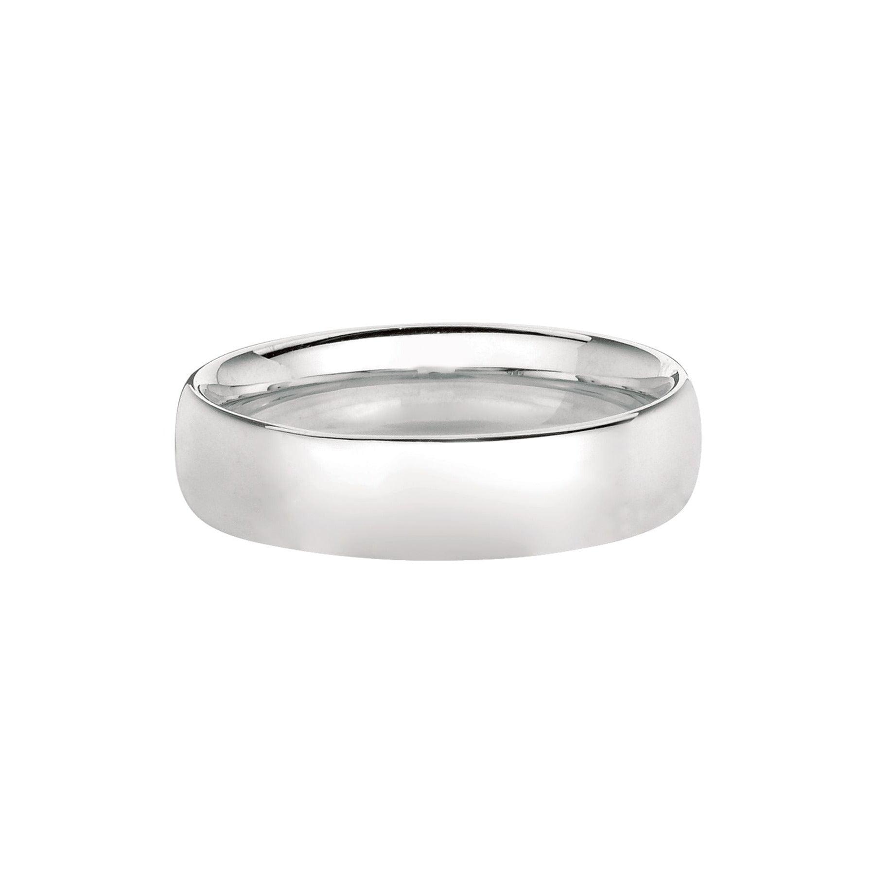 14K White Gold 6mm Wedding Band. Size 6,7,8,9,10,11,12 - Johnny Dang & Co