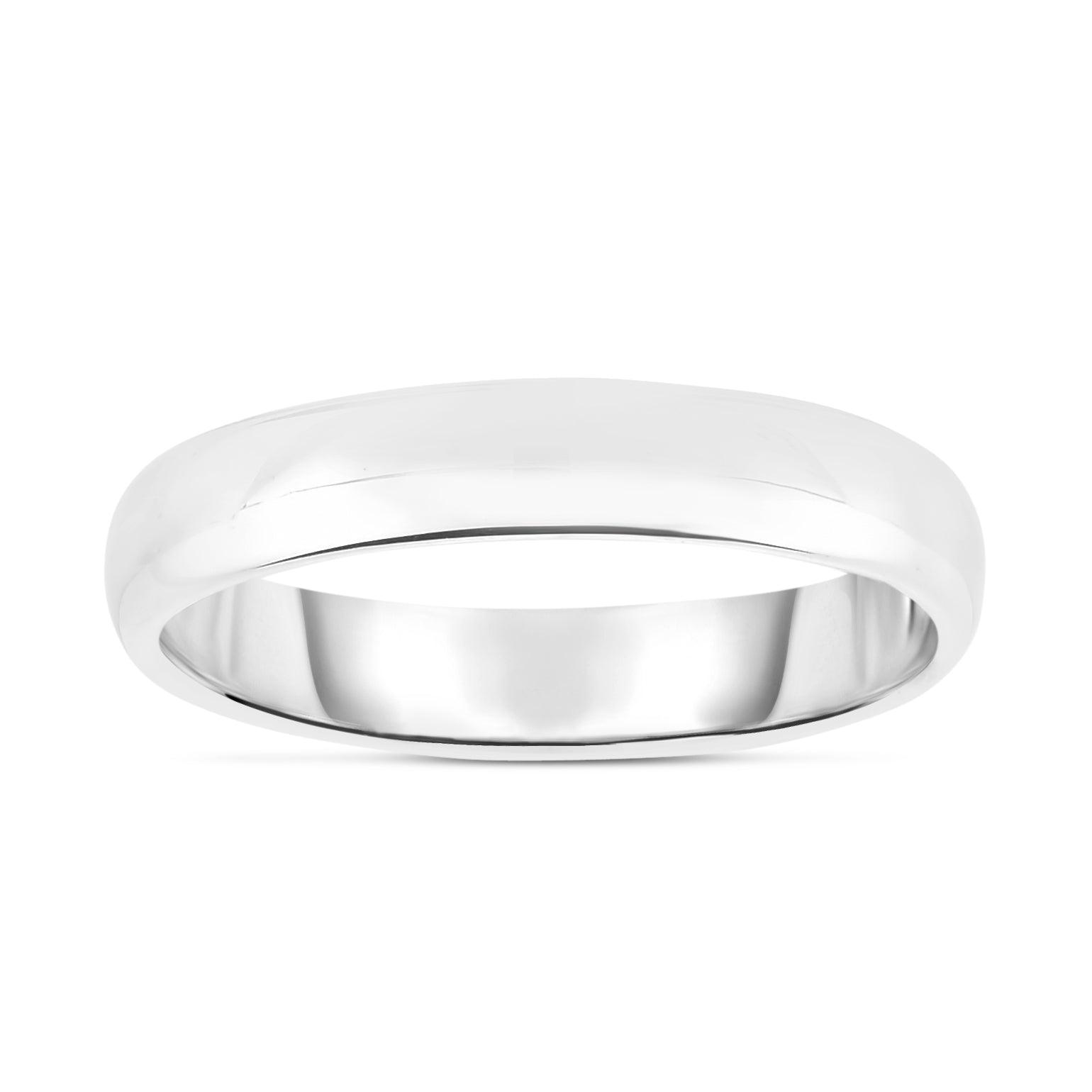 14K White Gold 4mm Wedding Band. Size 5,6,7,8,9,10,11,12 - Johnny Dang & Co