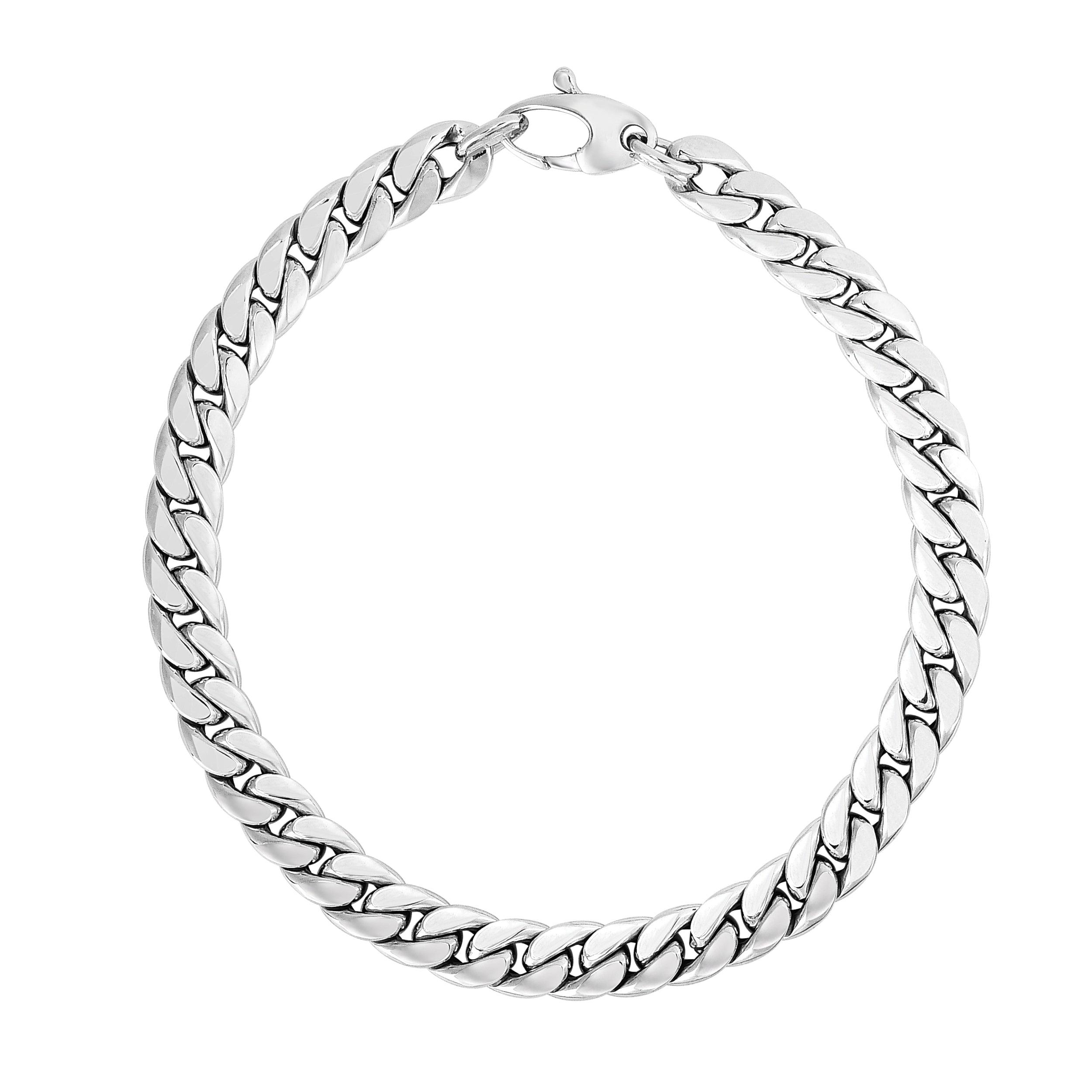 14k White Gold Cuban Bracelet 7.25" - Johnny Dang & Co