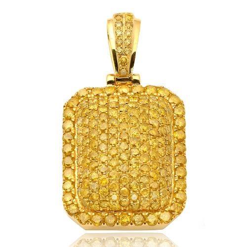 10KY 3.85CTW YELLOW DIAMOND 3-D DOME DOGTAG PENDAN - Johnny Dang & Co