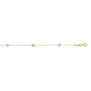 14K Two-tone Gold Diamond Cut Heart Anklet - Johnny Dang & Co