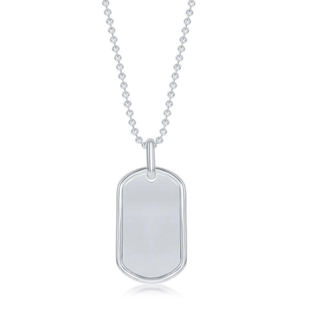 Sterling Silver Small Size Dog Tag with 24" Chain - Johnny Dang & Co