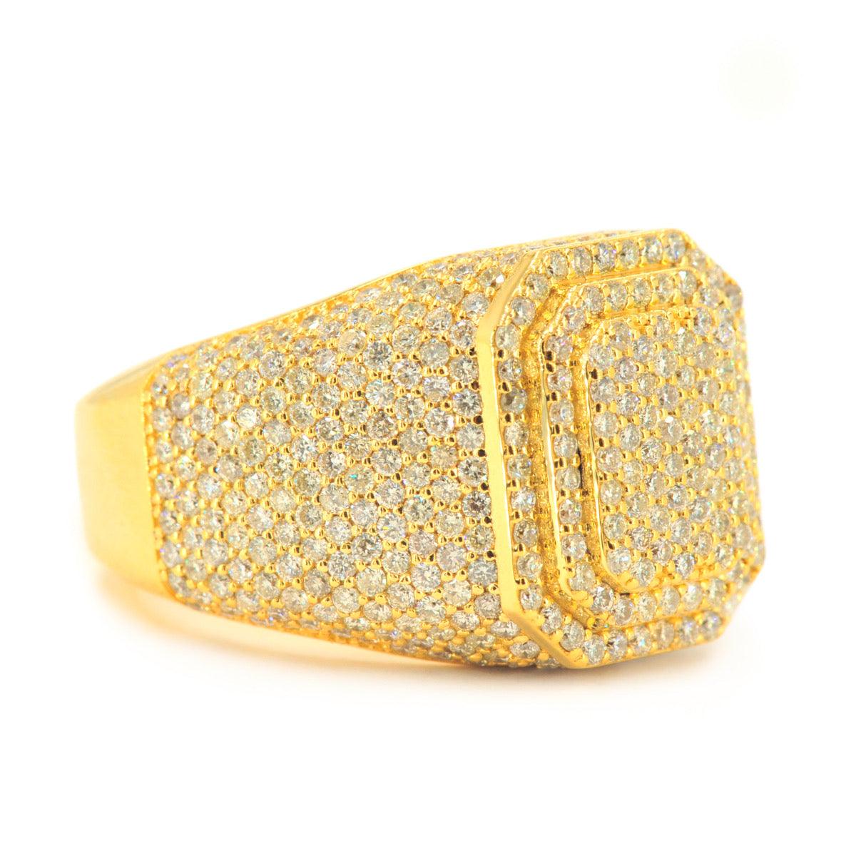 Custom Gold 3.5cttw Round Pave Diamond Mens Ring - Johnny Dang & Co