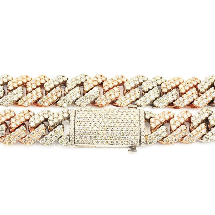 10k 2-Tone White and Rose Gold 28ctw Solid Miami Cuban Chain 22
