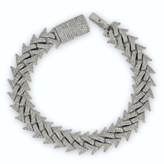 10k Yellow Gold 14mm Diamond Spiked Cuban Link Bracelet 8.5 Inches - Johnny Dang & Co