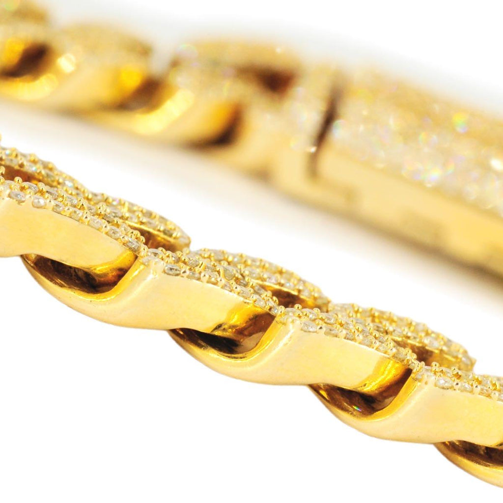 10k Gold 10.71ct Diamond 12.5mm Cuban Bracelet 8.5" - Johnny Dang & Co