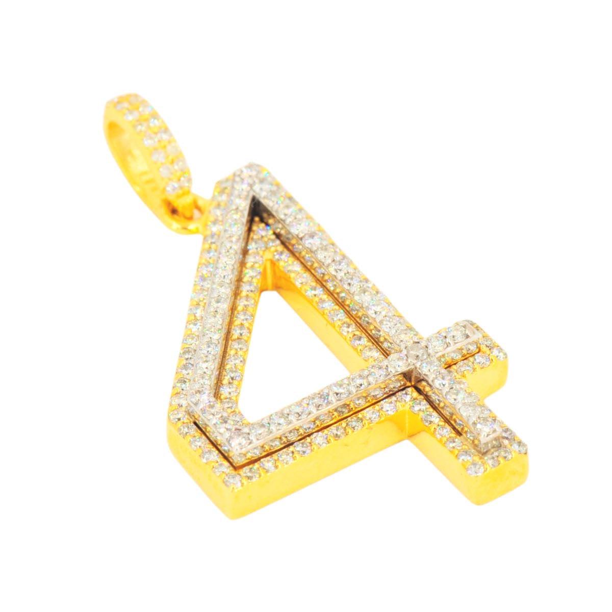 10K Yellow Gold Si Diamond Number 4 Pendant - Johnny Dang & Co