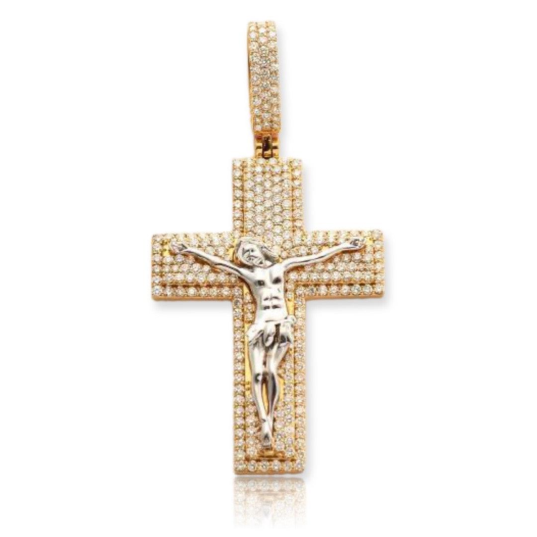 14KY+W 3.75CTW DIAMOND CROSS WITH JESUS - Johnny Dang & Co