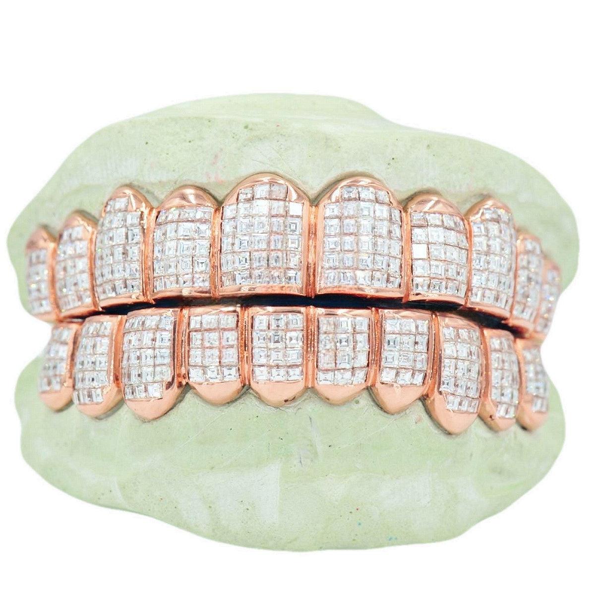 NEW Deluxe Carre Cut Invisible Grillz 10 Teeth - VS Diamonds - Johnny Dang & Co