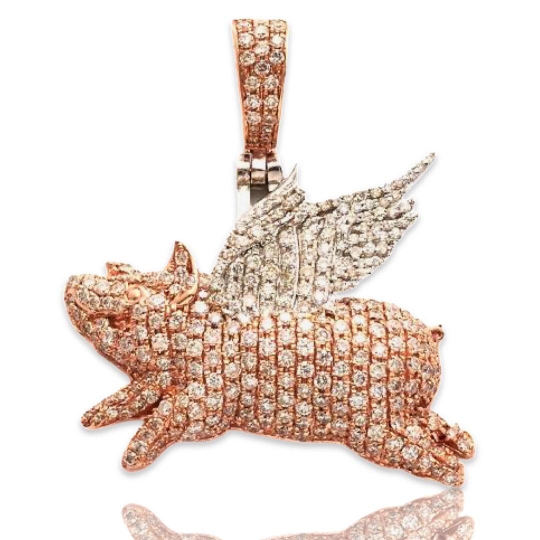 10KR+W 1.20TW DIAMOND FLYING PIG PENDANT - Johnny Dang & Co