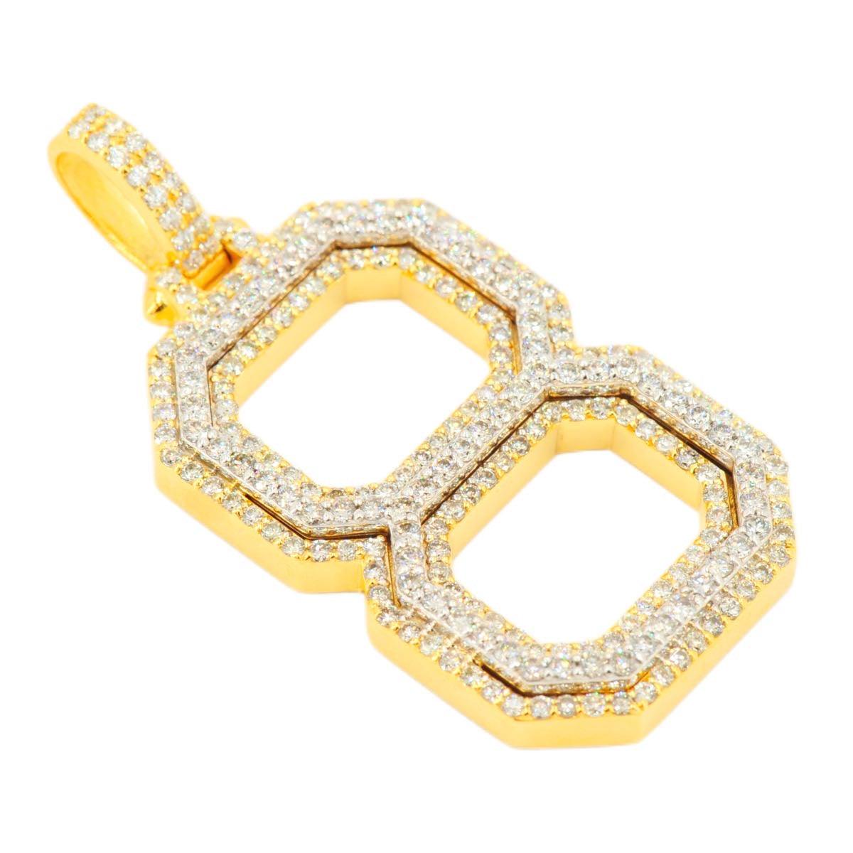 10K Yellow Gold Si Diamond Number 8 Pendant - Johnny Dang & Co