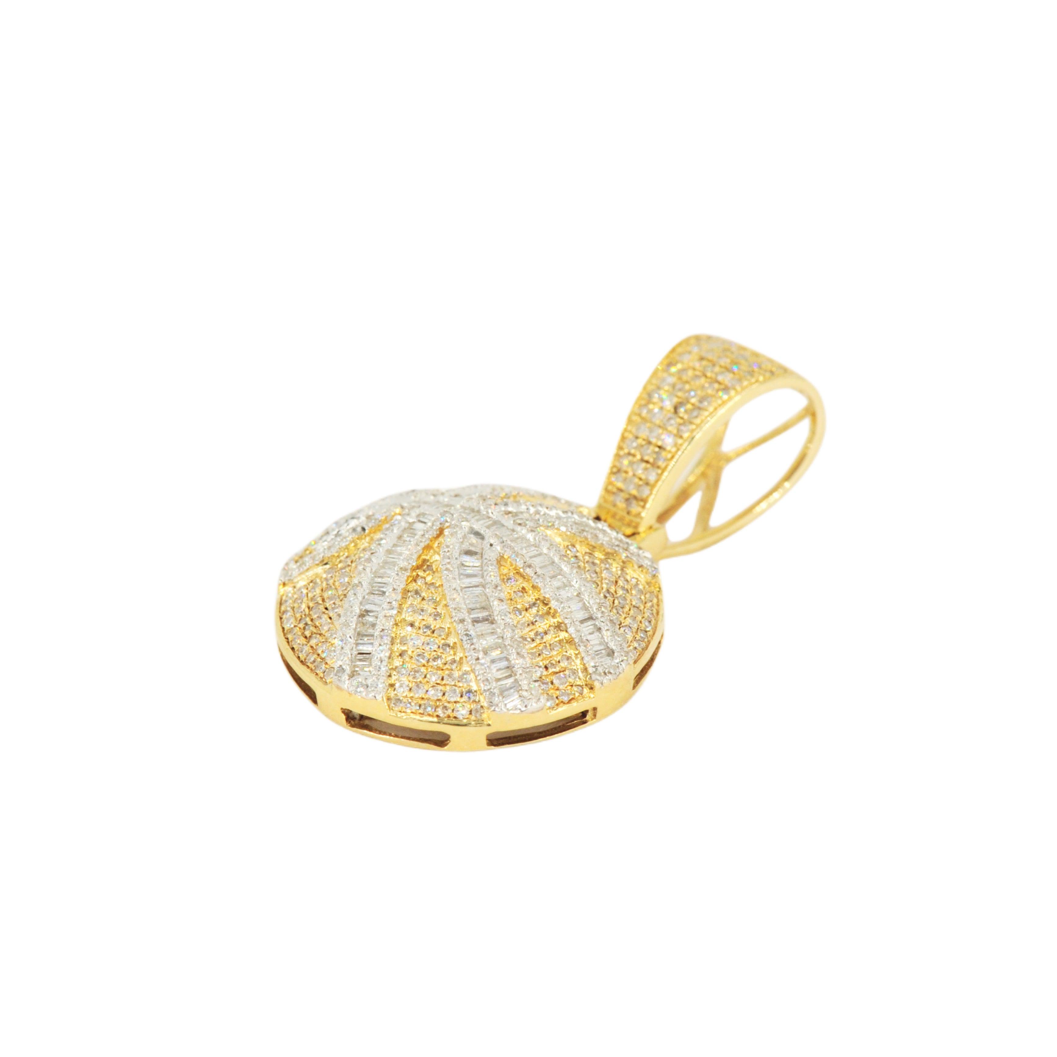 10KY Baguette and Round Diamond Basketball Sports Pendant 1.18ctw Flash - Johnny Dang & Co