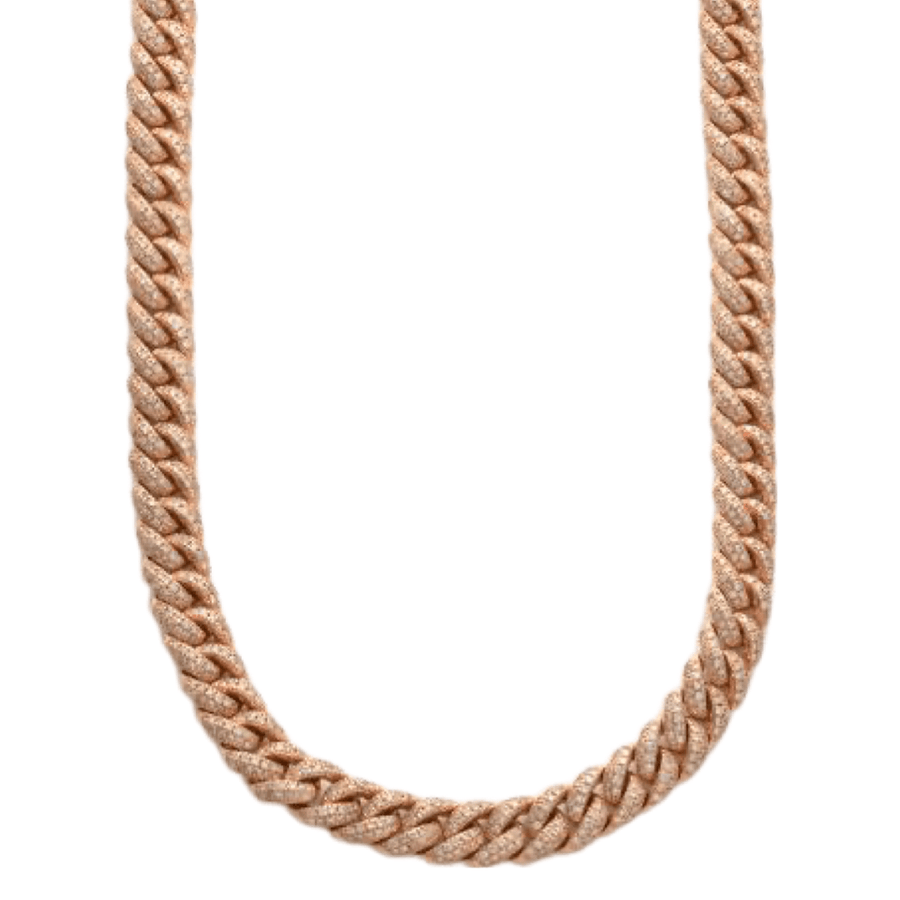 18KR 7.56CTW DIAMOND SOLID CUBAN NECKLACE - Johnny Dang & Co