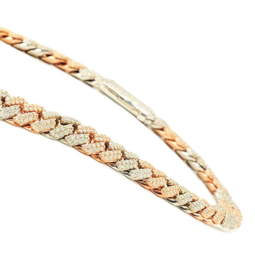 10k 2-Tone White and Rose Gold 28ctw Solid Miami Cuban Chain 22" - Johnny Dang & Co