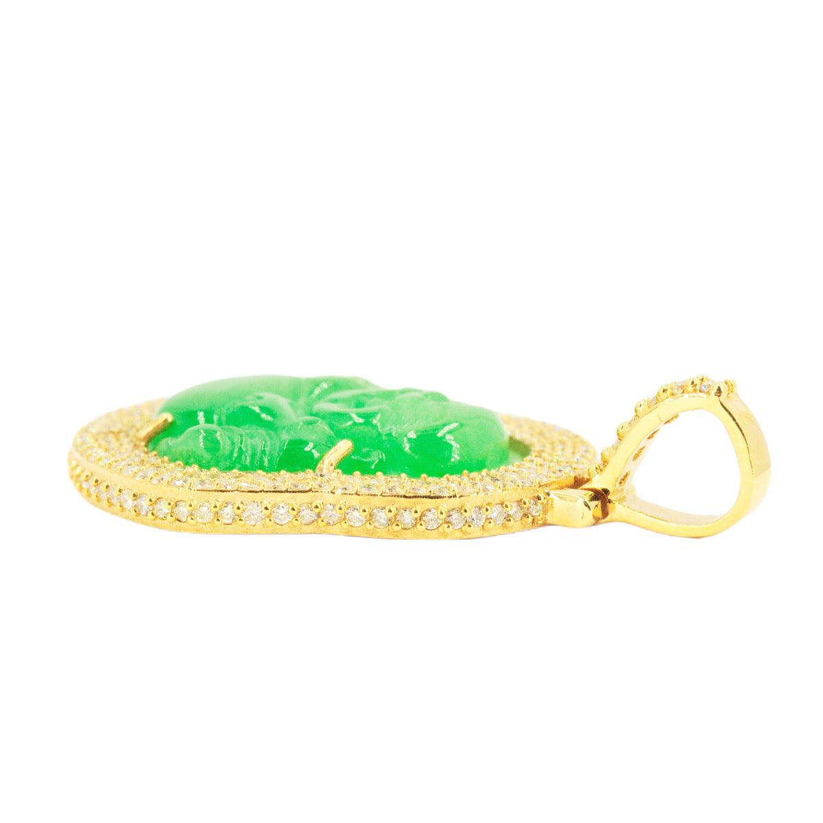10k Yellow Gold 2.89ctw Diamond Jade Buddha - Medium - Johnny Dang & Co