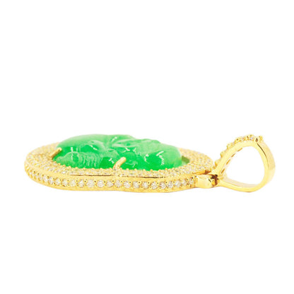 10k Yellow Gold 2.89ctw Diamond Jade Buddha - Medium - Johnny Dang & Co