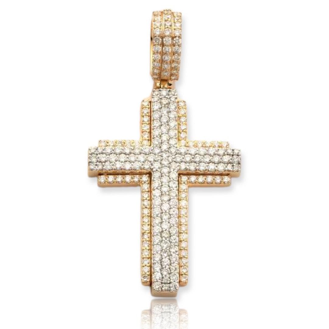 14KY+W 2.40CTW DIAMOND 3D CROSS PENDANT - Johnny Dang & Co
