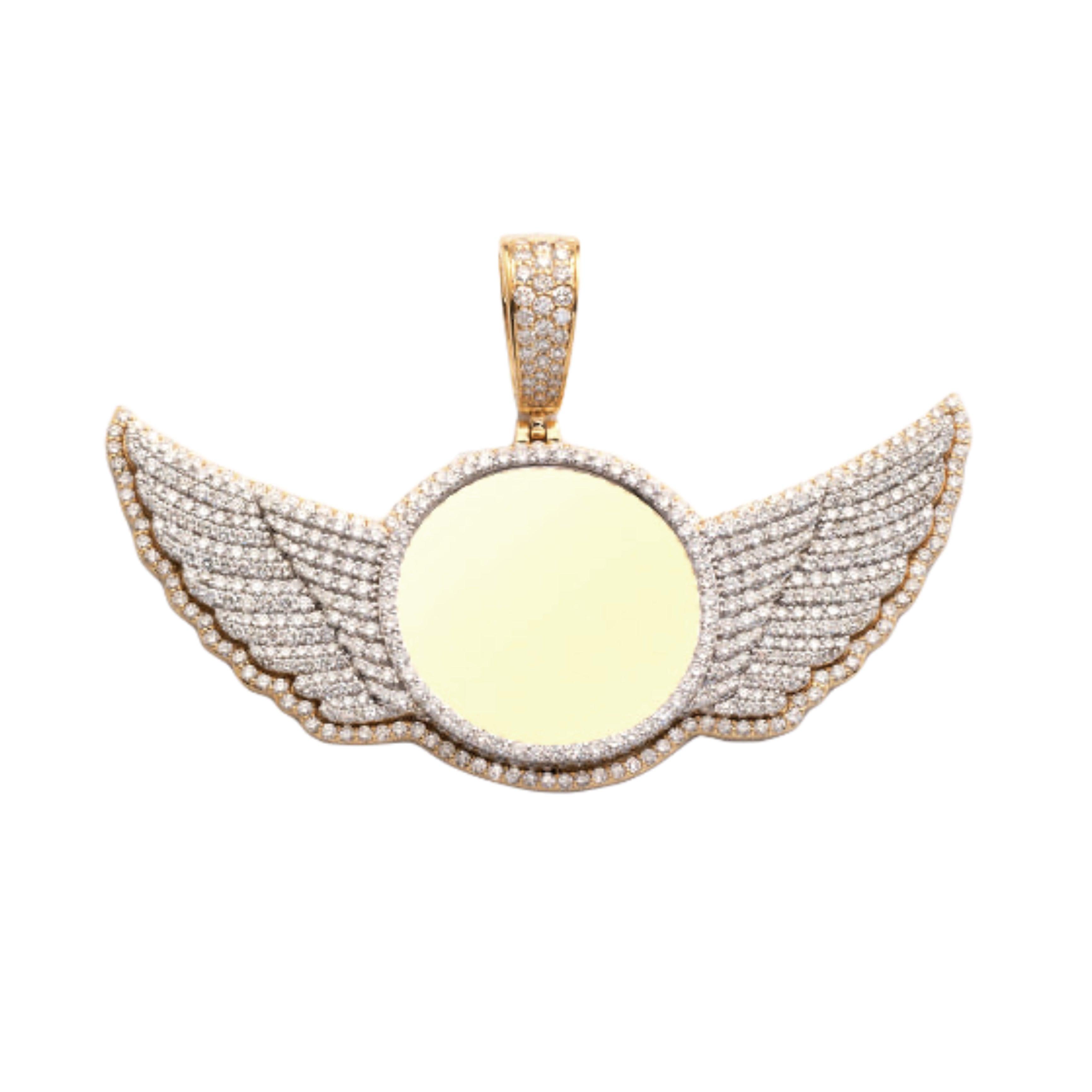10KY+W 7.00CTW DIAMOND ROUND MEMORY PENDANT WITH WINGS - Johnny Dang & Co