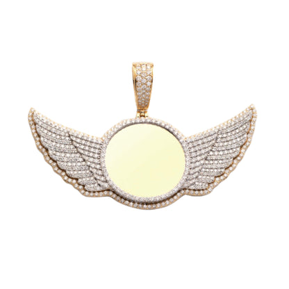 10KY+W 7.00CTW DIAMOND ROUND MEMORY PENDANT WITH WINGS - Johnny Dang & Co