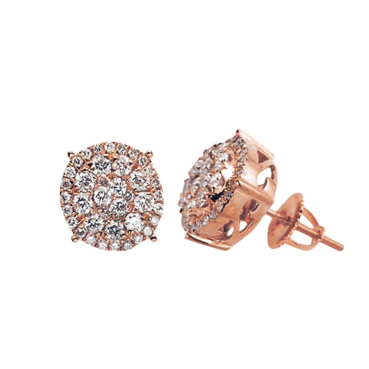 14KW 1.50CTW DIAMOND ROUND CLUSTER EARRINGS WITH HALO - Johnny Dang & Co