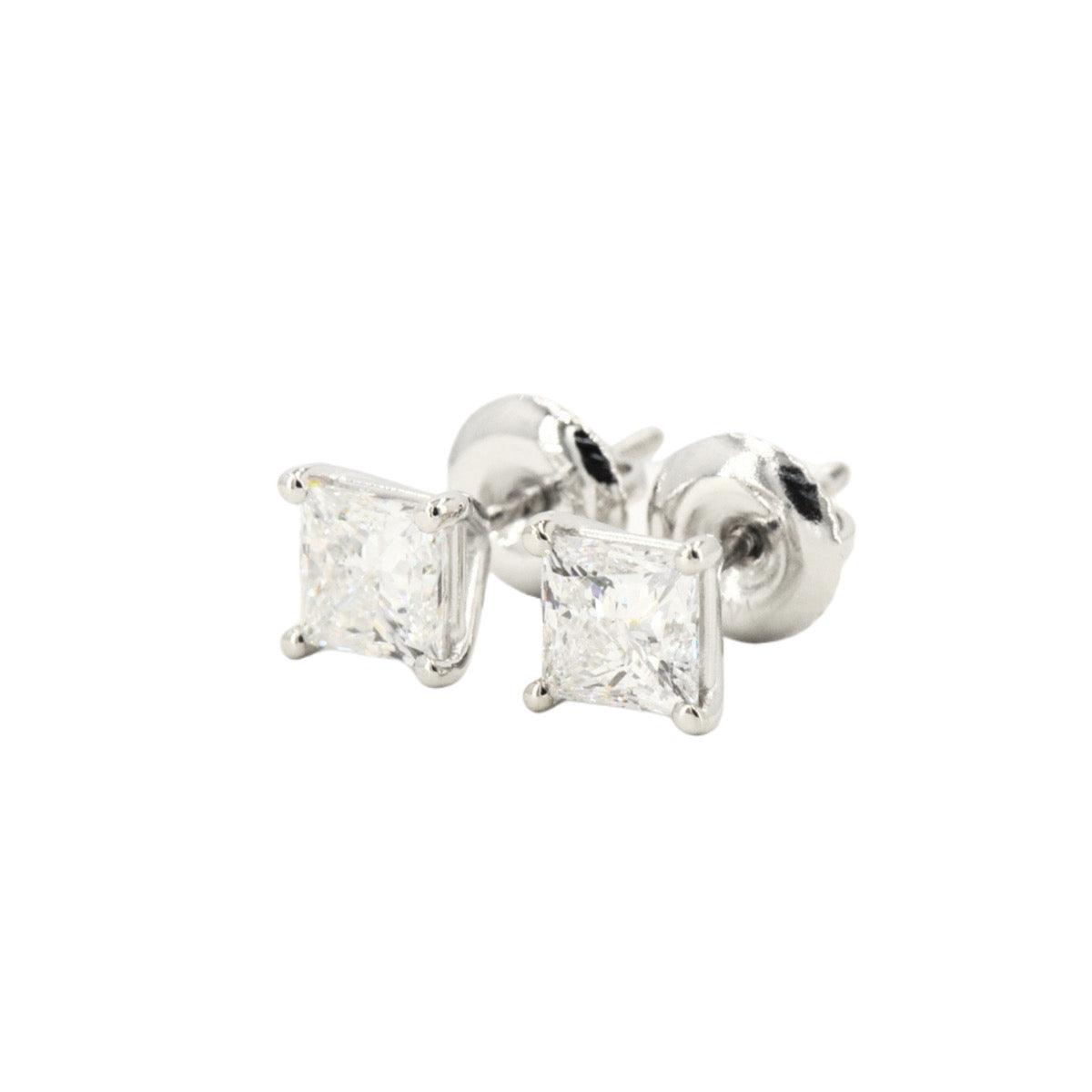Custom 1.50ctw Princess Cut Diamond Stud Earrings - Johnny Dang & Co