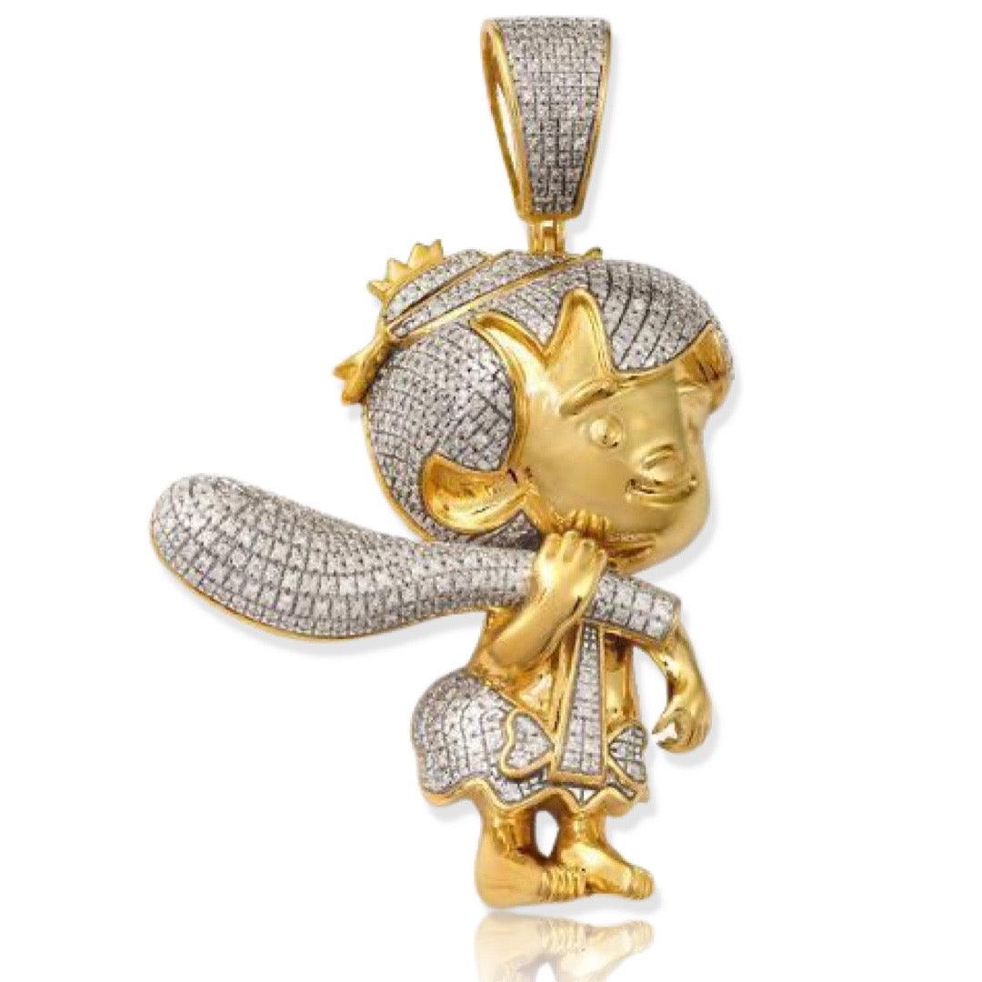 10KY 1.75CTW DIAMOND 'BAMBAM' CARTOON PENDANT - Johnny Dang & Co