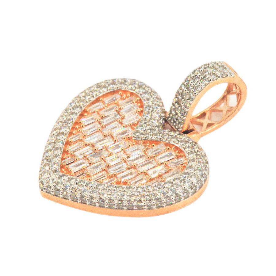 10KY 3.00CTW BAGUETTE DIAMOND HEART PENDANT - Johnny Dang & Co