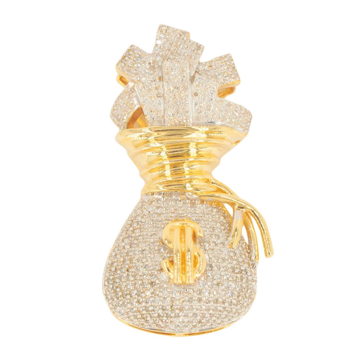10KY 1.00CTW DIAMOND MONEY BAG PENDANT - Johnny Dang & Co