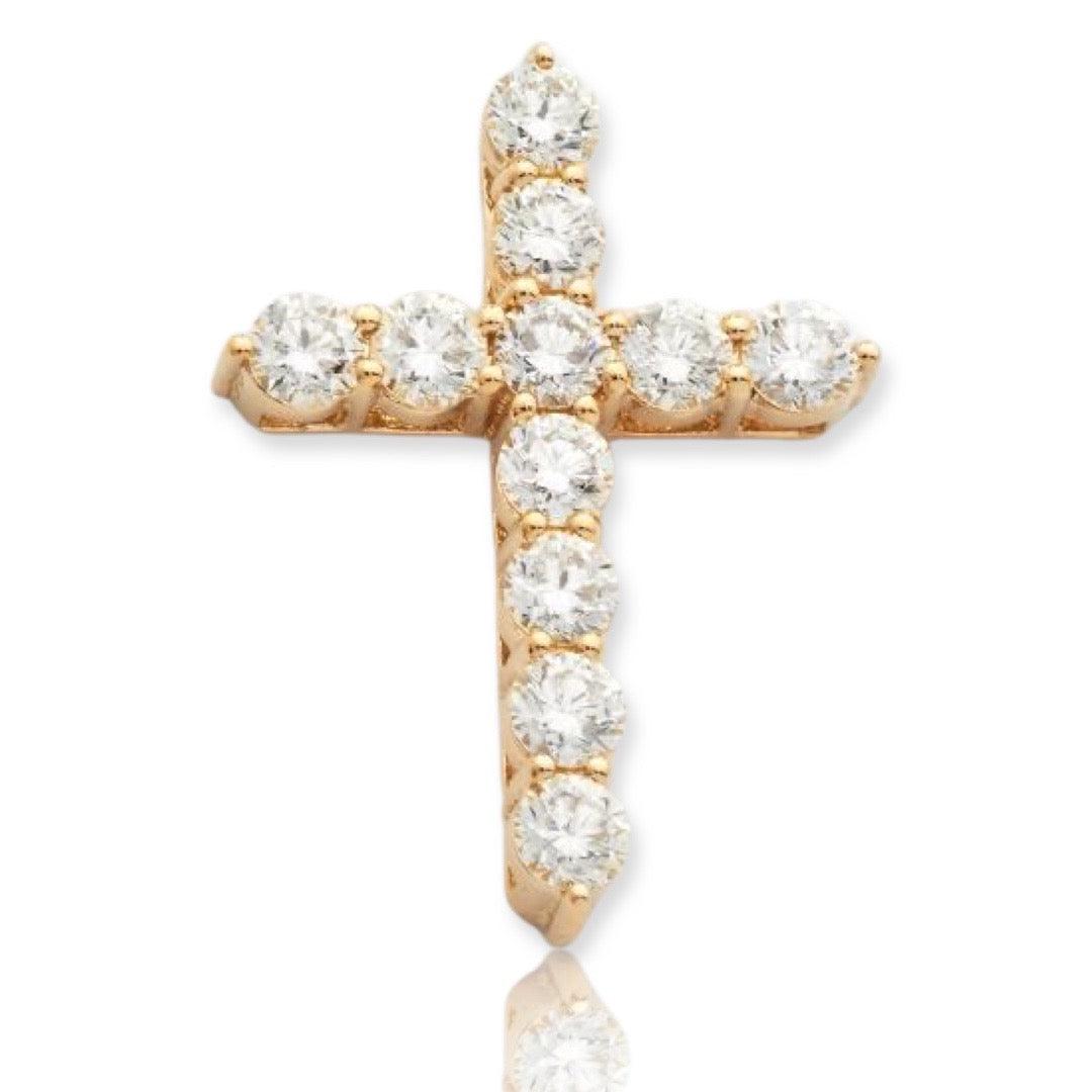14KY 2.65CTW DIAMOND 11 STONE 3-PRONG CROSS - Johnny Dang & Co