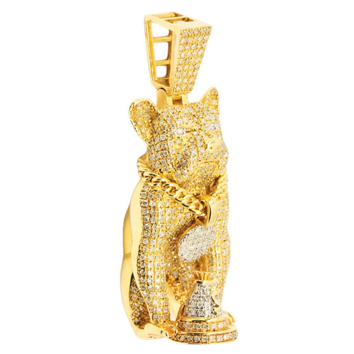 10k Yellow Gold 1.27ctw Diamond Champion Bulldog Pendant - Johnny Dang & Co