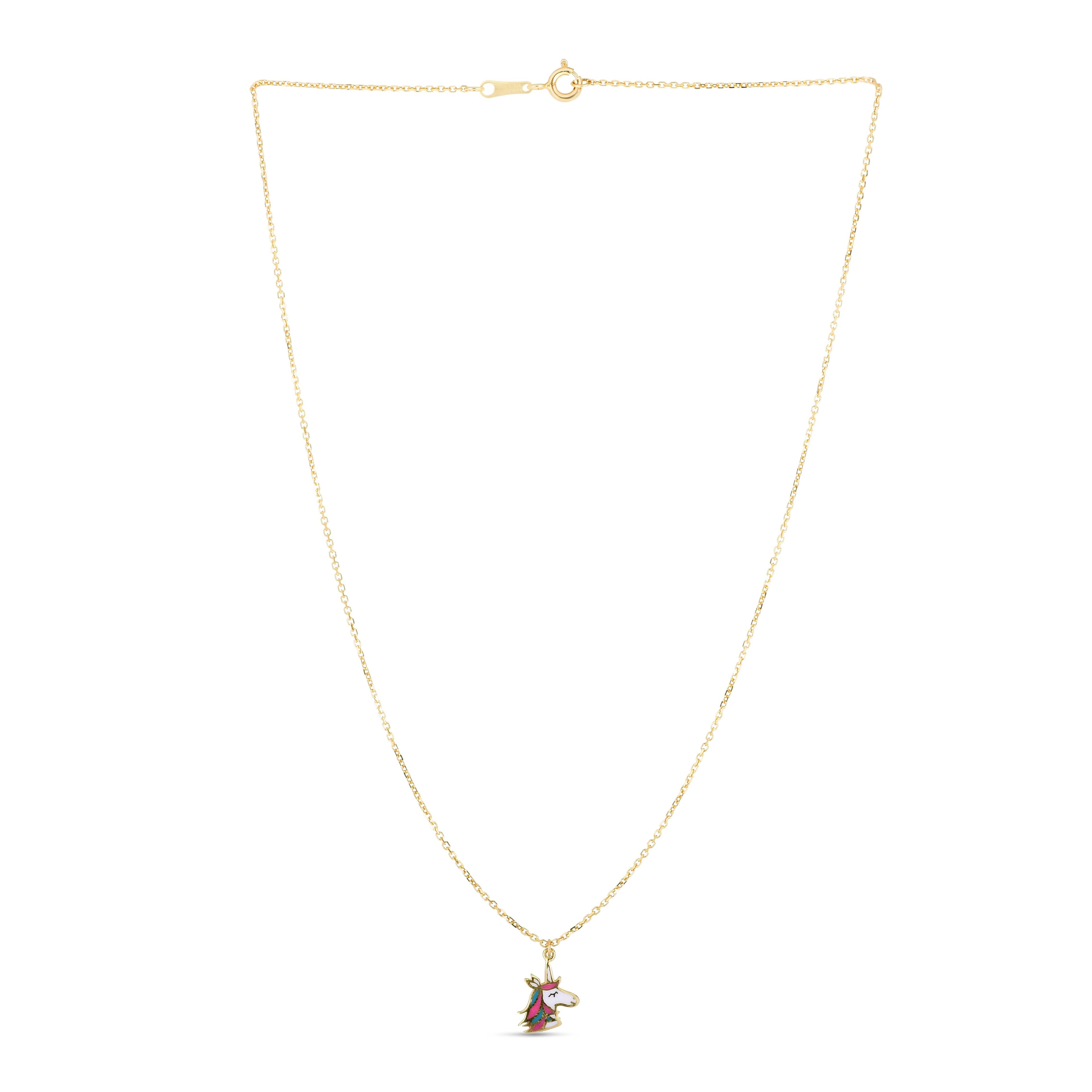 Kids 14K Gold Enamel Unicorn Necklace - Johnny Dang & Co