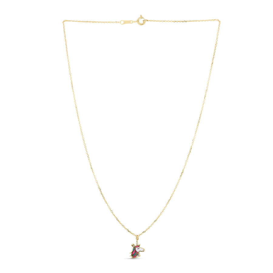 Kids 14K Gold Enamel Unicorn Necklace - Johnny Dang & Co