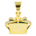 10k Large 2.85CTW Diamonds and Pearly Blue Green Enamel 3D Crown Pendant - Johnny Dang & Co