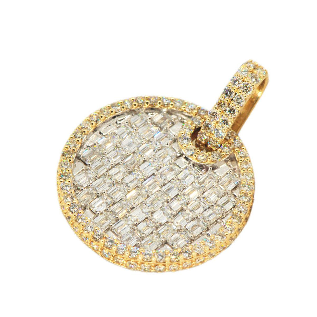 10k Yellow Gold 6.25CTW Round and Emerald Cut Diamond Medallion - Johnny Dang & Co