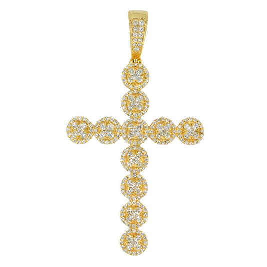 14KY 1.90CTW DIAMOND CLUSTER DESIGN CROSS - Johnny Dang & Co