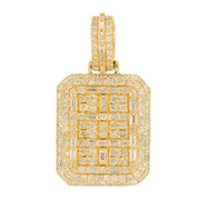 10K Yellow Baguette and Round Diamond Tag Pendant 3.69cttw - Johnny Dang & Co