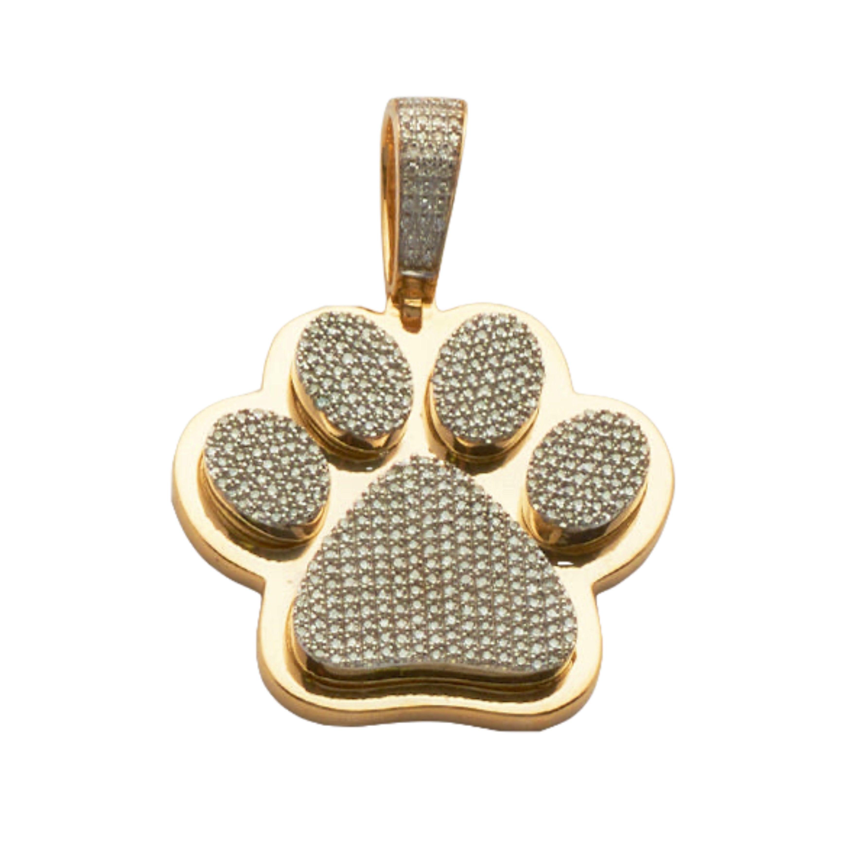 10K YELLOW GOLD 0.75CTW DIAMOND PAW PRINT PENDANT - Johnny Dang & Co