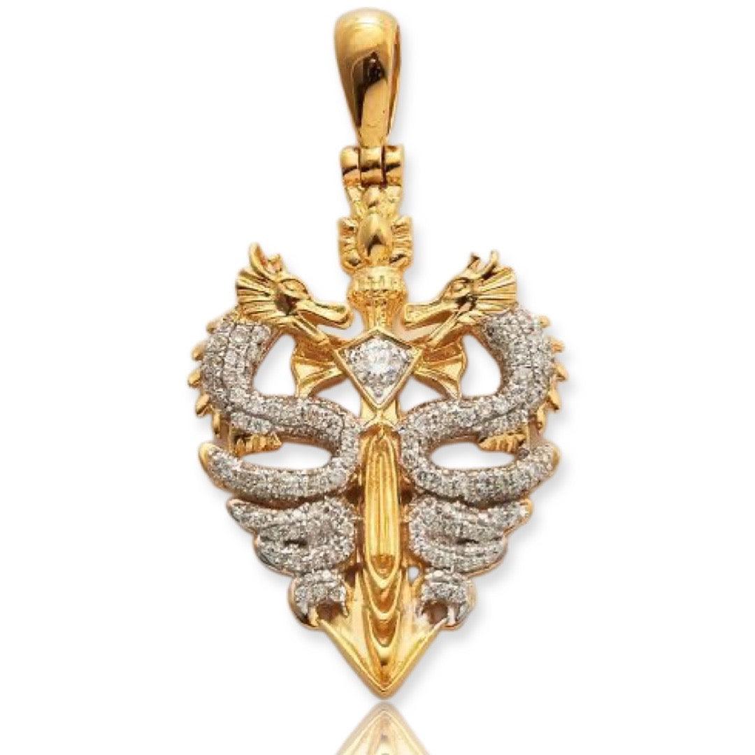 10KY 0.65CTW DIAMOND DOUBLE DRAGON PENDANT - Johnny Dang & Co