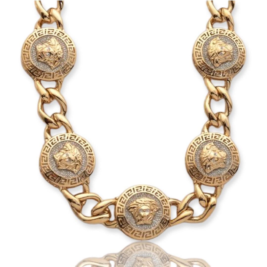 10KY 3.00CTW DIAMOND CUBAN AND MEDALLION NECKLACE - Johnny Dang & Co