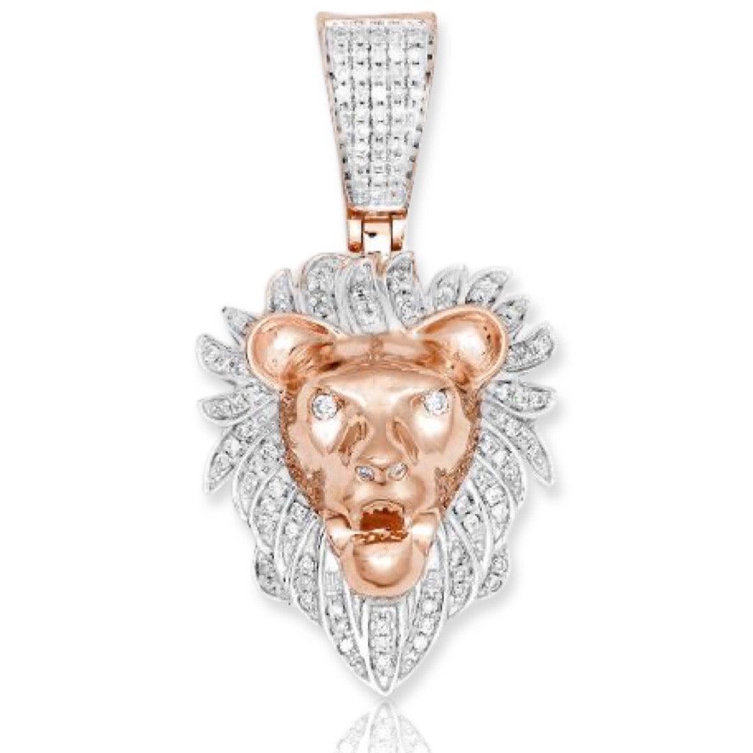 10KR 0.35CTW DIAMOND LION HEAD PENDANT - Johnny Dang & Co