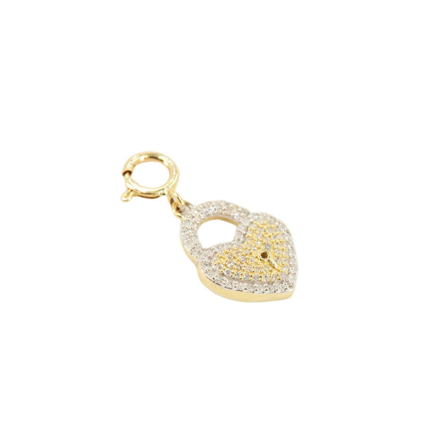 10k Yellow Gold and Diamond 'Heart Lock' Charm - 10056 - Johnny Dang & Co