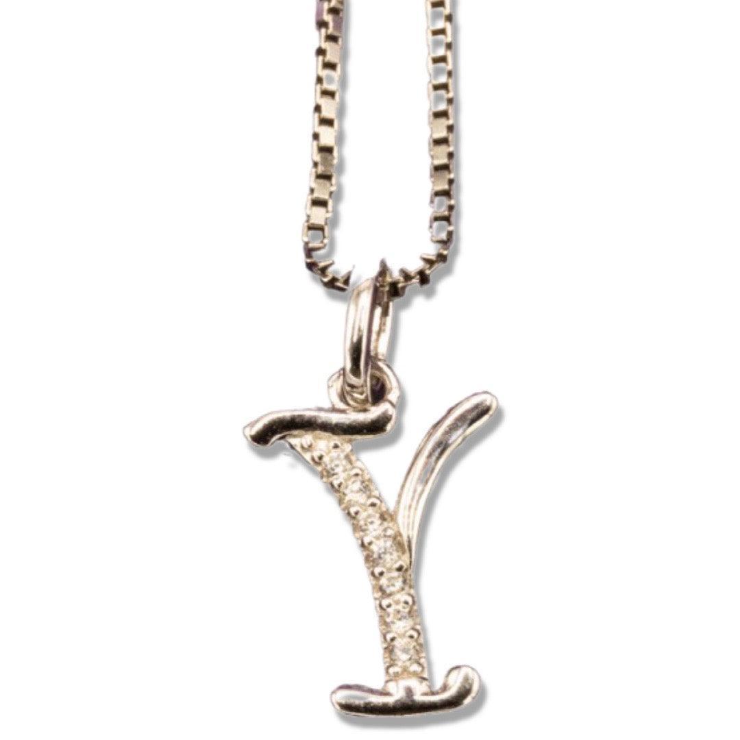 MINI SCRIPT LETTERS SILVER 925 WHITE GOLD PLATED - Johnny Dang & Co